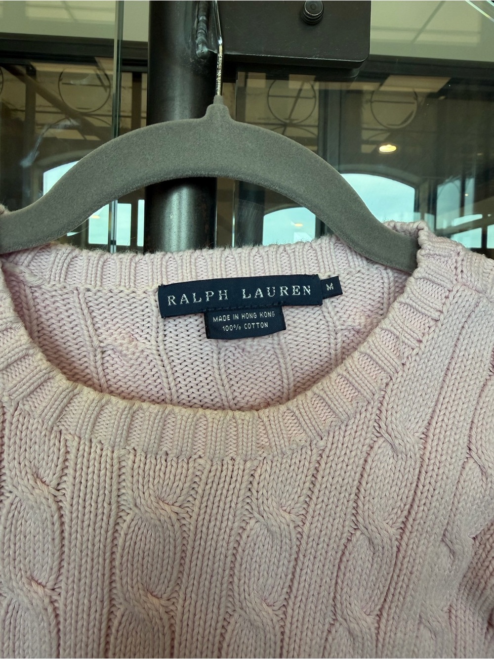 Ralph Lauren Women’s Pale Pink Cable-Knit Crewneck Sweater - Picture 4 of 7